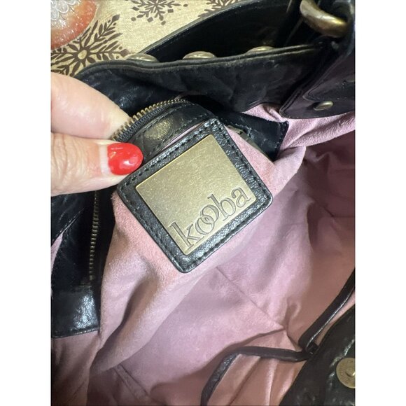 Kooba Studded Tote Bag Handbag Leather Black Y2K Biker Baddie Purse - Picture 12 of 16